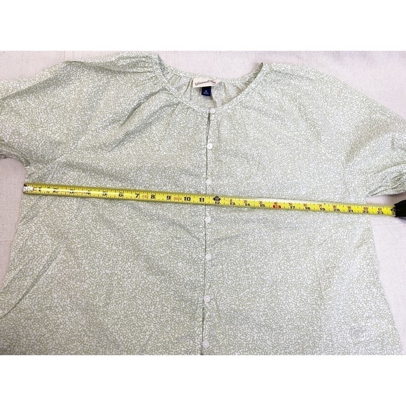 Universal Thread Green Floral Puff Short Sleeve Button Front cotton blouse M - Picture 6 of 6